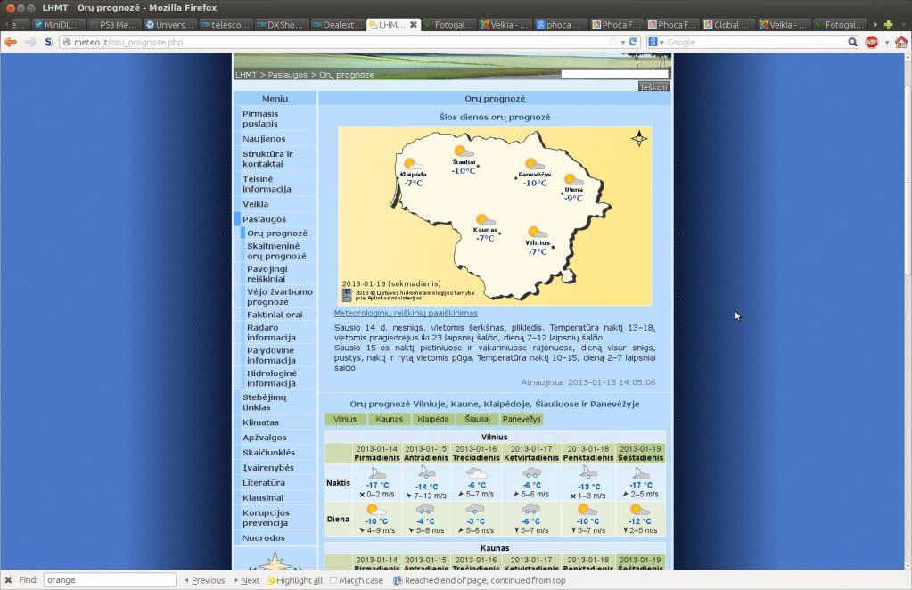 2013 01 13, Anot LHMT šiandien giedra